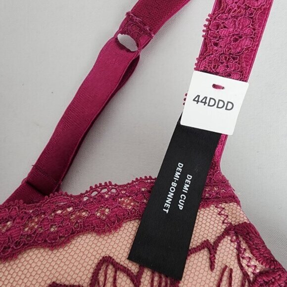 Deesse Burgundy Lace Bra Size 44DDD - Picture 3 of 6